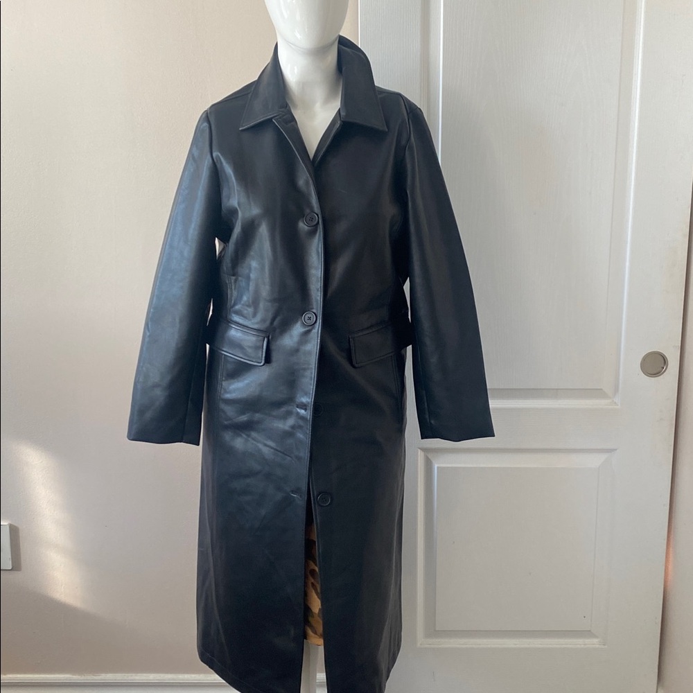 Rebecca Minkoff Black Vegan Leather Trench - L - Picture 12 of 12